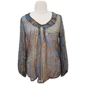 TravelSmith | Multicolored Paisley Sheer Long Sleeve Cover Up Tunic Top